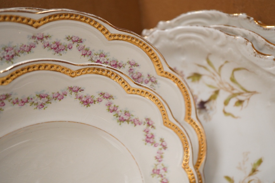 Mixed dinnerwares, to include Limoges dessert set and Johnson Brothers part dinner service (2 boxes)